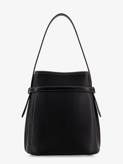 Toteme Hammered leather bucket bag with strap on the front - Black