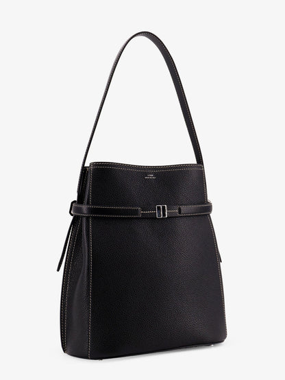 Toteme Hammered leather bucket bag with strap on the front - Black