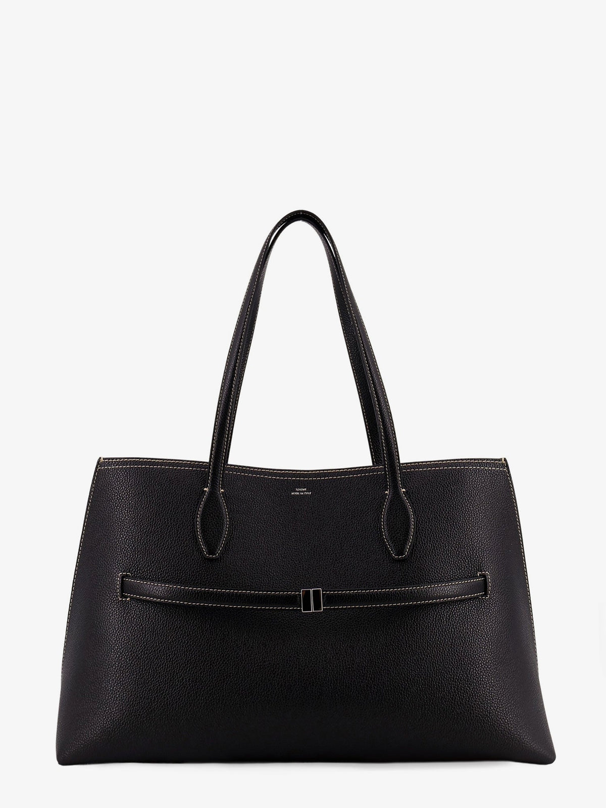 Toteme Leather shoulder bag with lettering logo on the front - Black