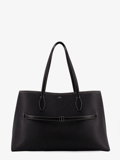Toteme Leather shoulder bag with lettering logo on the front - Black