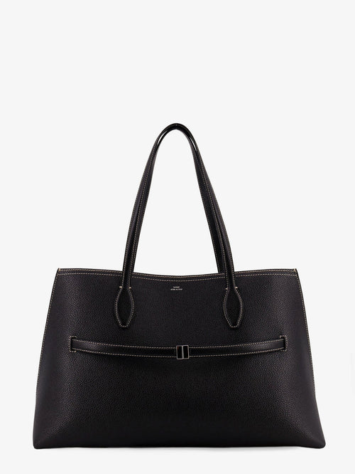 Toteme Leather shoulder bag with lettering logo on the front - Black
