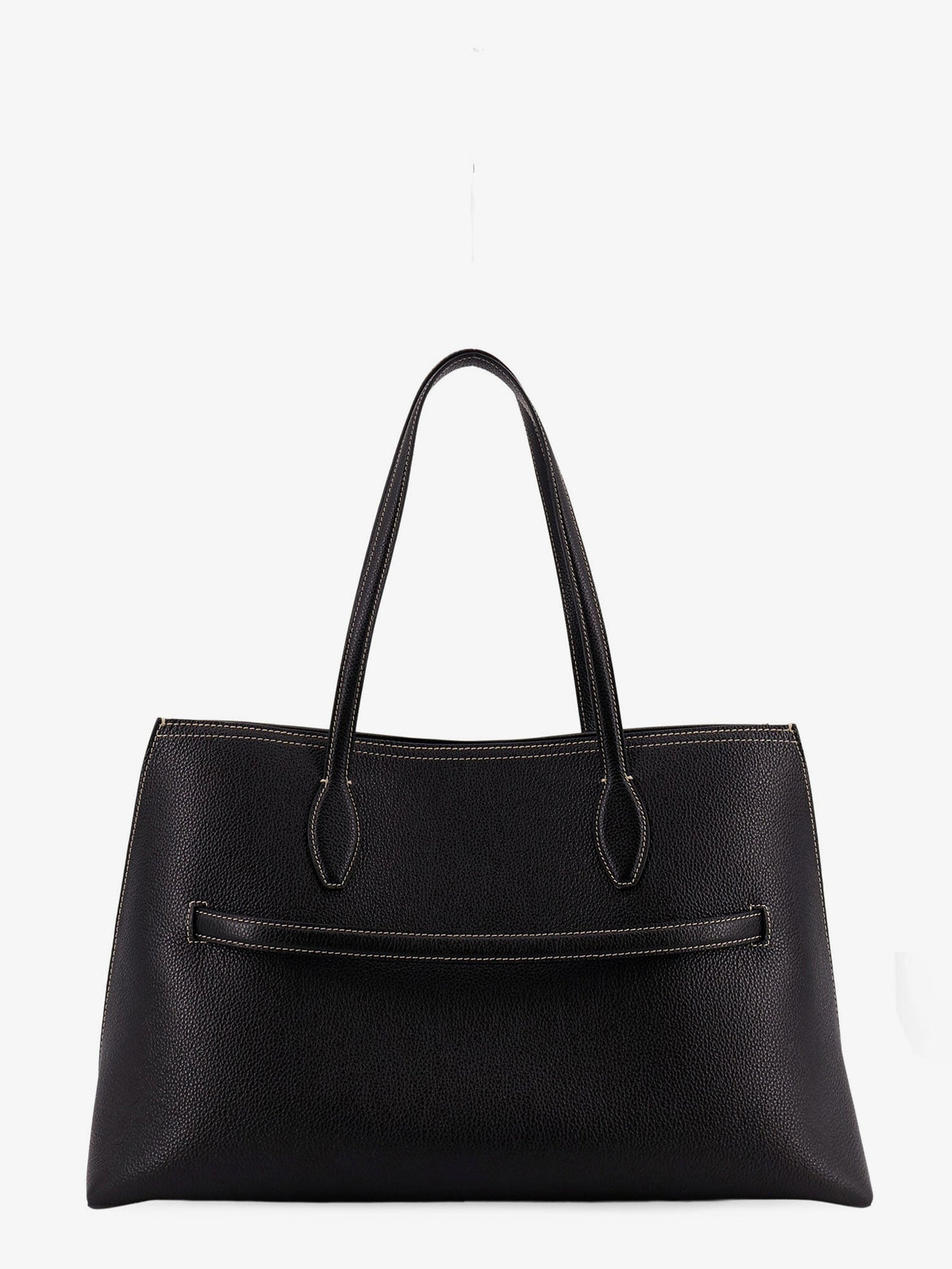 Toteme Leather shoulder bag with lettering logo on the front - Black