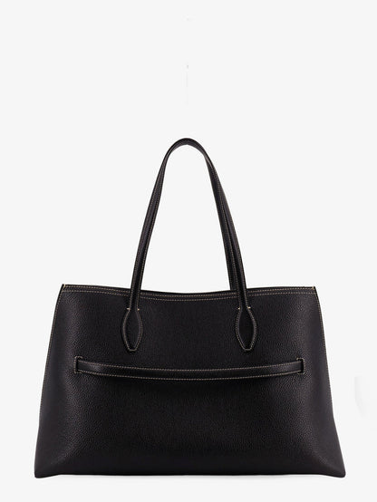 Toteme Leather shoulder bag with lettering logo on the front - Black
