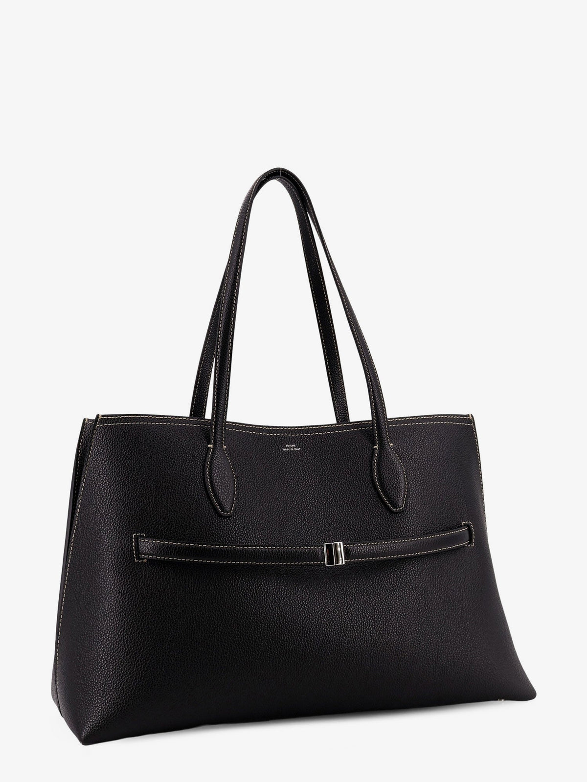 Toteme Leather shoulder bag with lettering logo on the front - Black