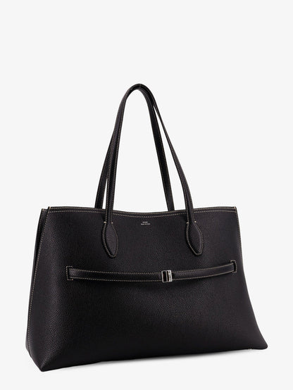 Toteme Leather shoulder bag with lettering logo on the front - Black