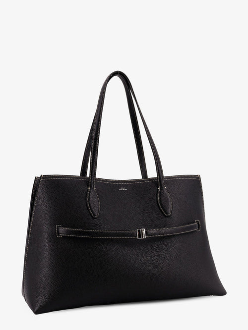Toteme Leather shoulder bag with lettering logo on the front - Black