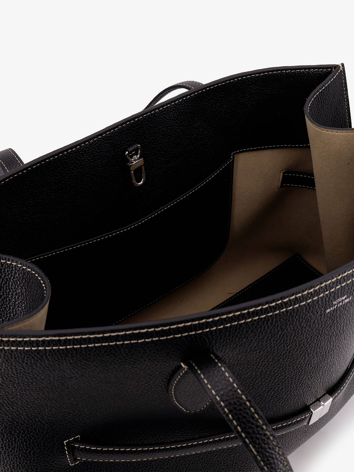 Toteme Leather shoulder bag with lettering logo on the front - Black