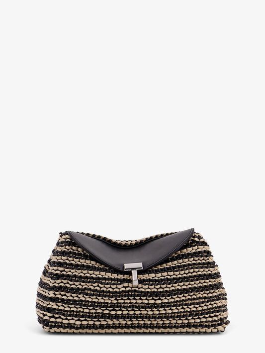 Toteme Mini T Lock Clutch In Leather With Woven Pattern