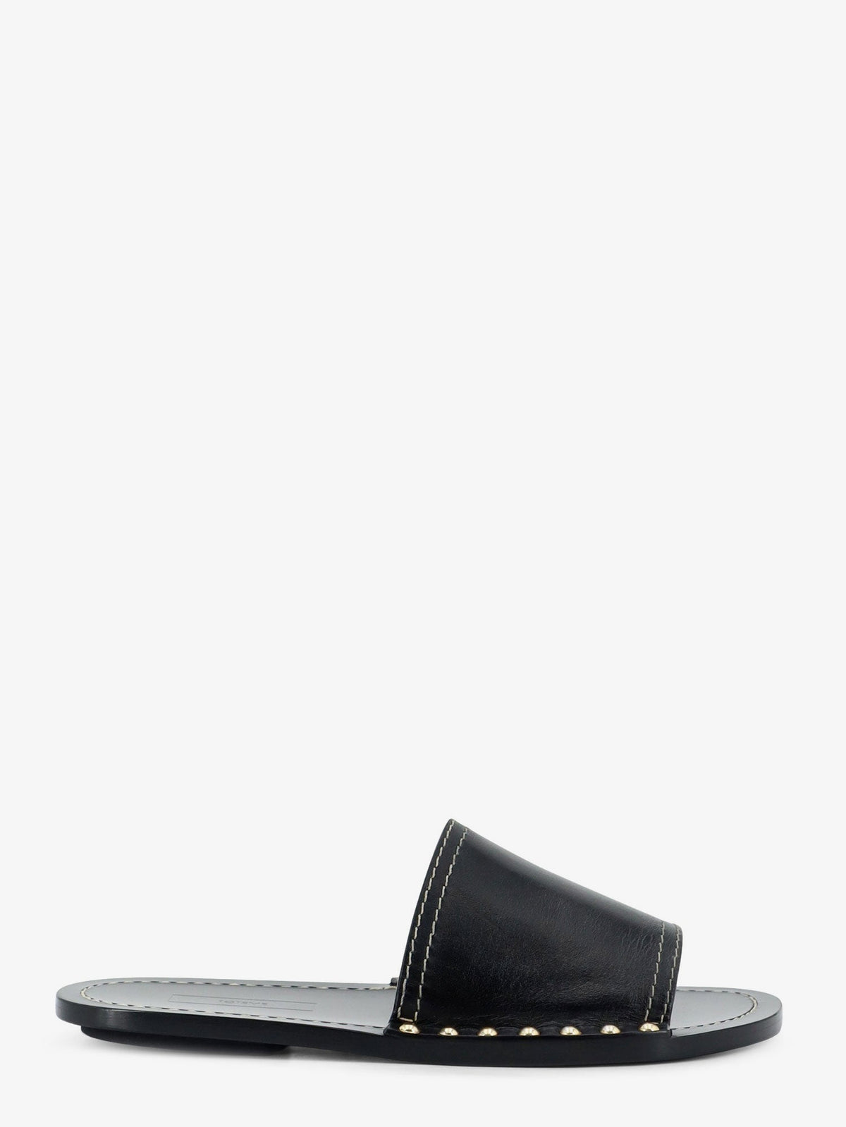 Toteme Low leather sandals with metal studs on the sides - Black