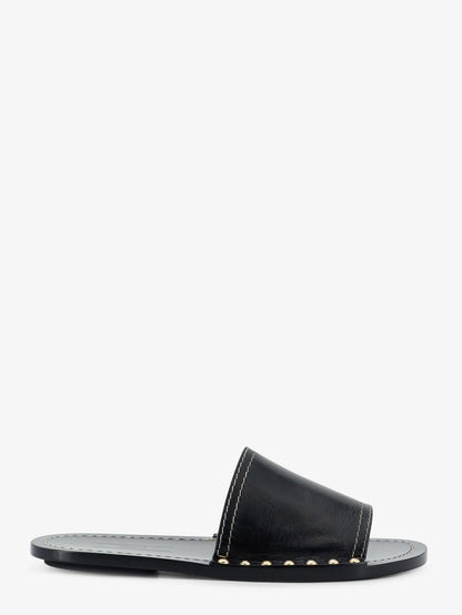 Toteme Low leather sandals with metal studs on the sides - Black