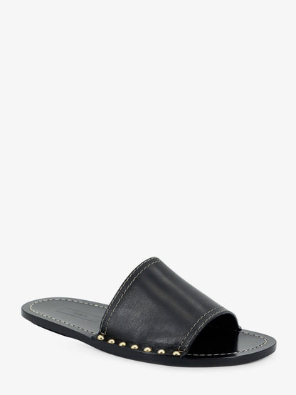 Toteme Low leather sandals with metal studs on the sides - Black