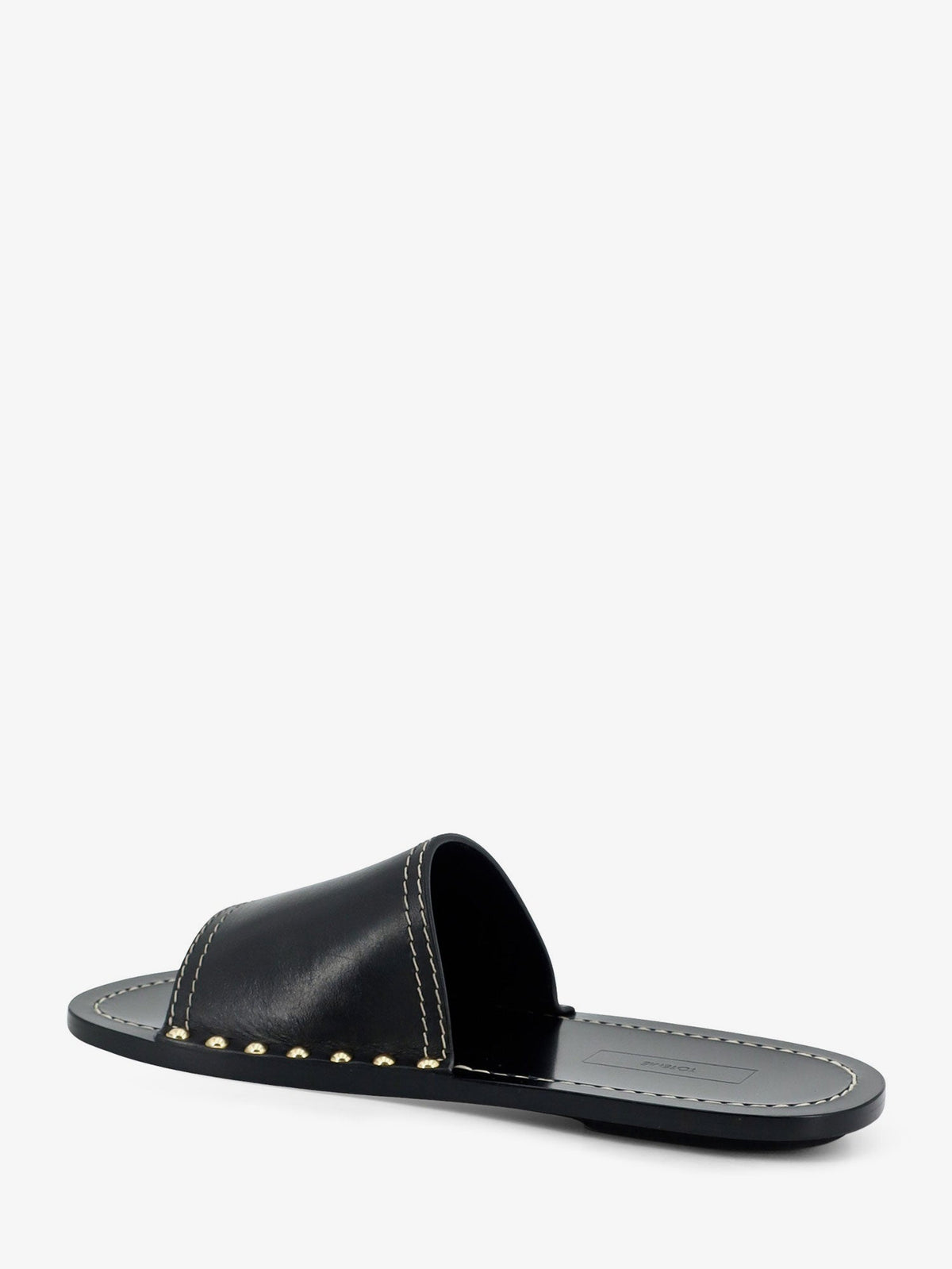 Toteme Low leather sandals with metal studs on the sides - Black