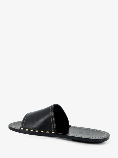Toteme Low leather sandals with metal studs on the sides - Black