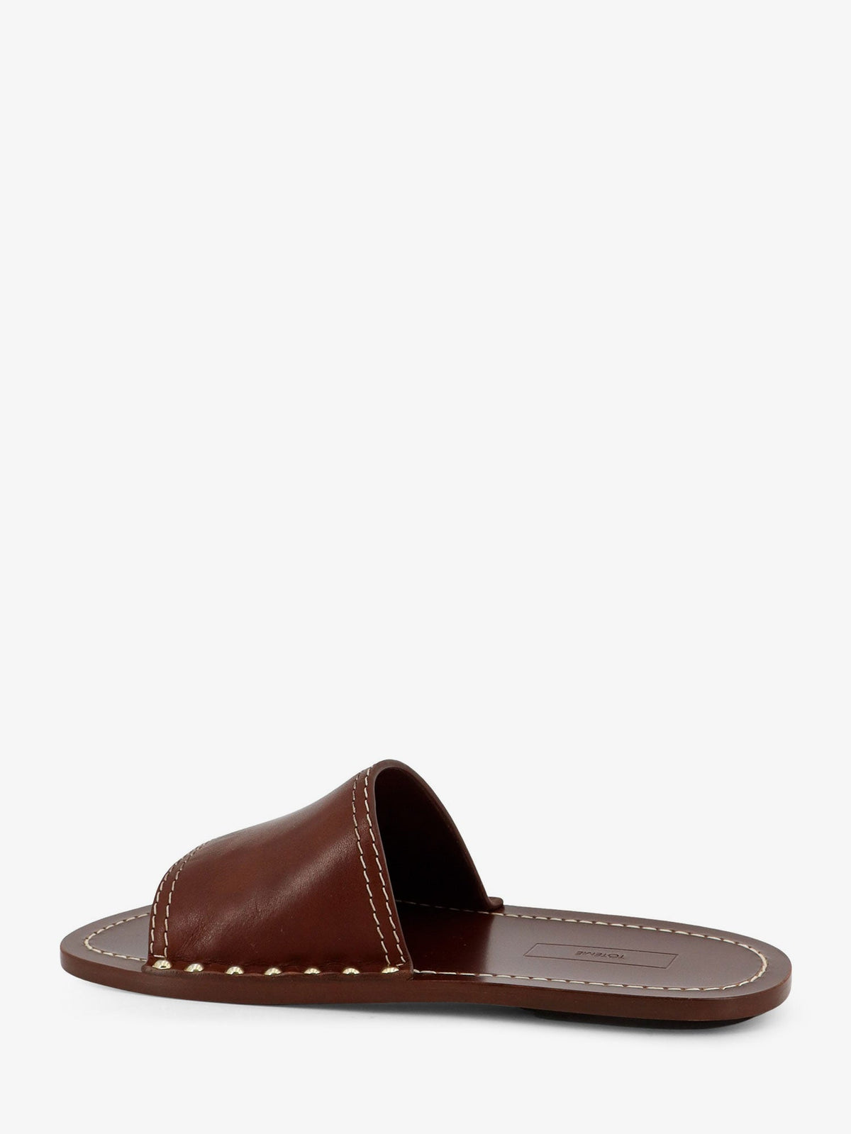 Toteme Low leather sandals with metal studs on the sides - Sienna
