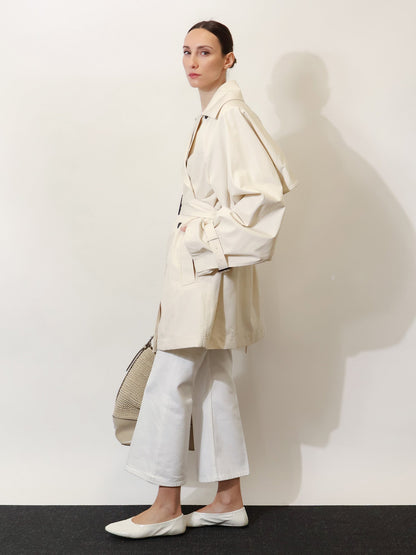 Toteme White denim trousers with flared bottom - Offwhite