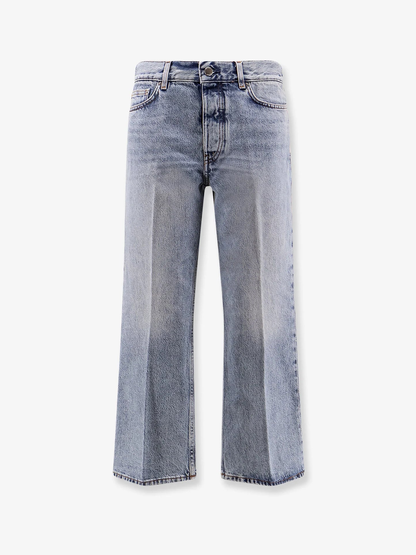 Toteme White Denim Trousers With Flared Bottom