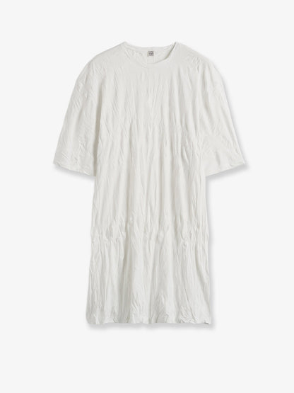 Toteme Relaxed fit short cotton blend dress - Offwhite