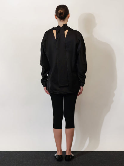 Toteme Cowl Neck viscose and linen shirt - Black