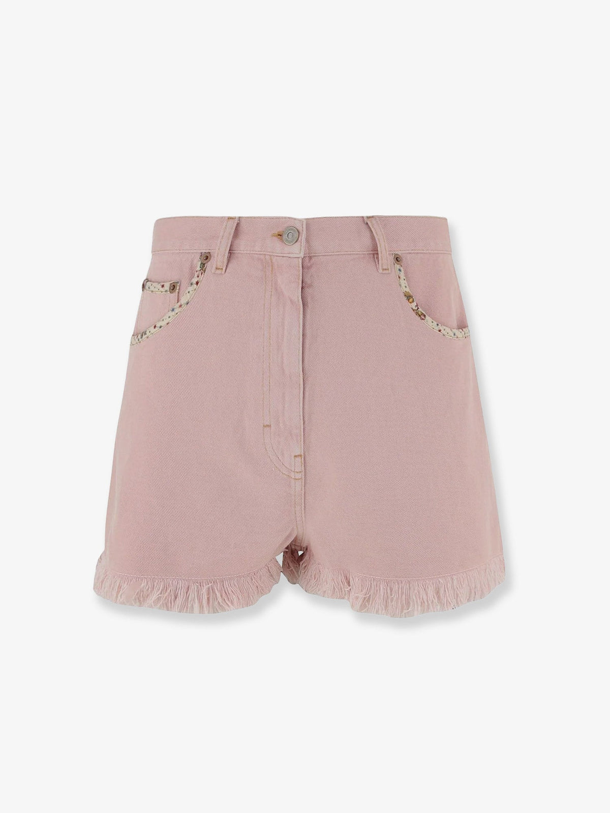 Valentino Denim shorts with frayed edges - Old Rose