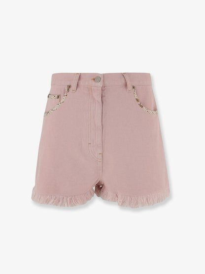 Valentino Denim shorts with frayed edges - Old Rose