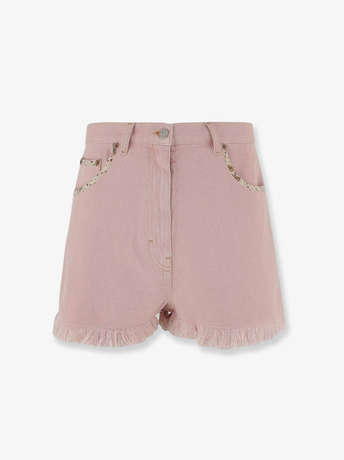 Valentino Denim shorts with frayed edges - Old Rose