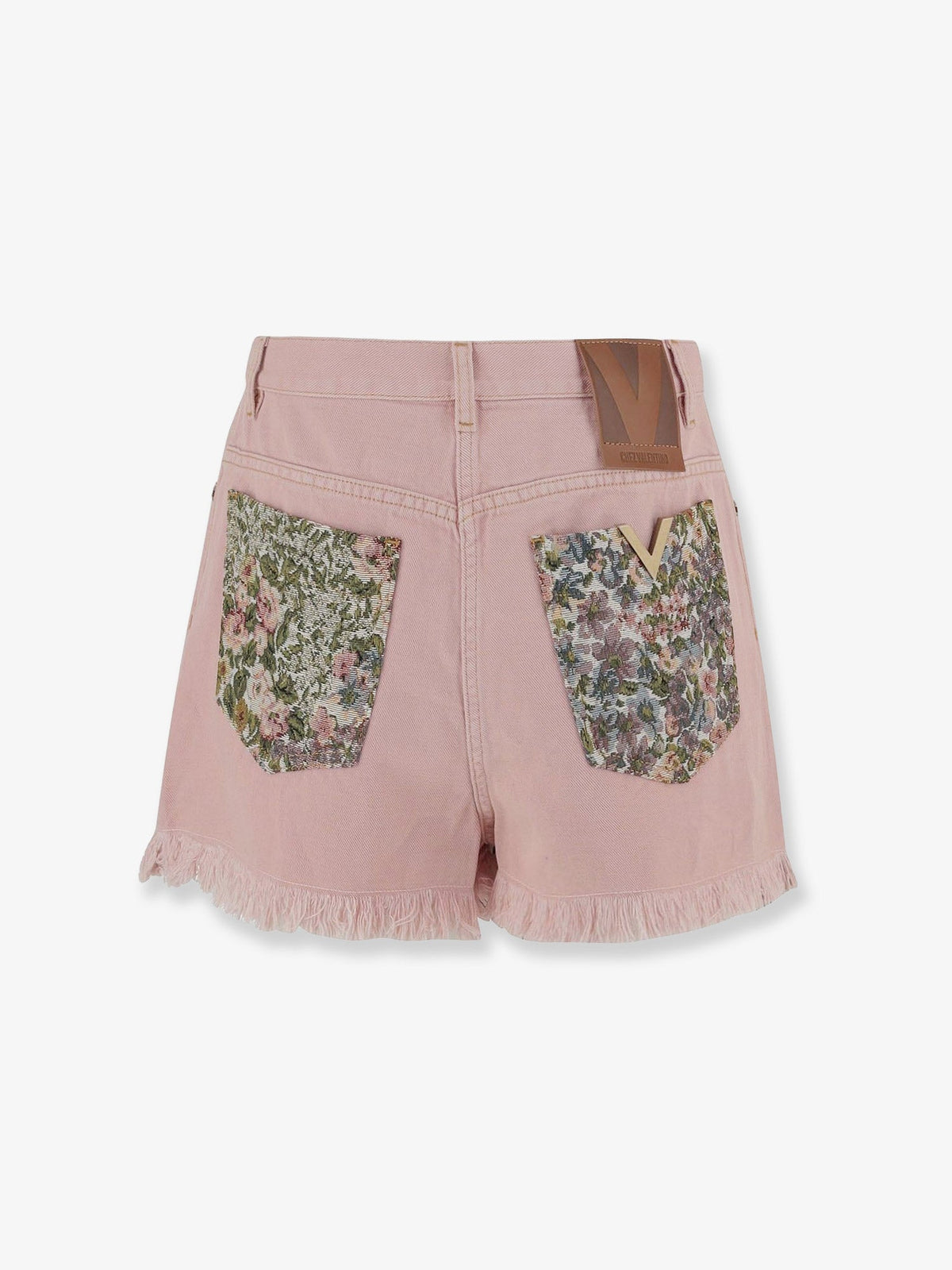 Valentino Denim shorts with frayed edges - Old Rose