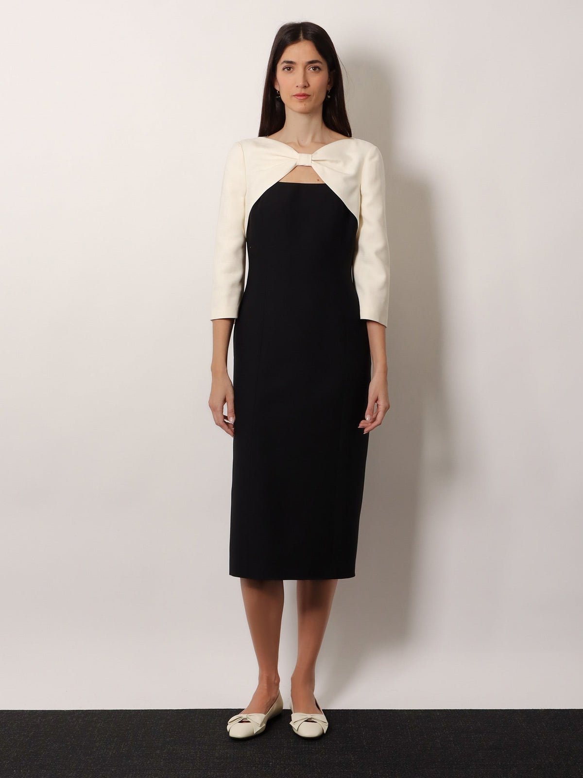 Valentino Crêpe midi dress - Nero Avorio