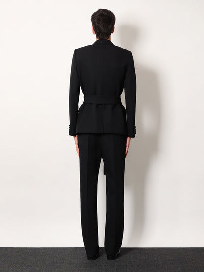 Valentino Virgin wool blazer with belt - Nero