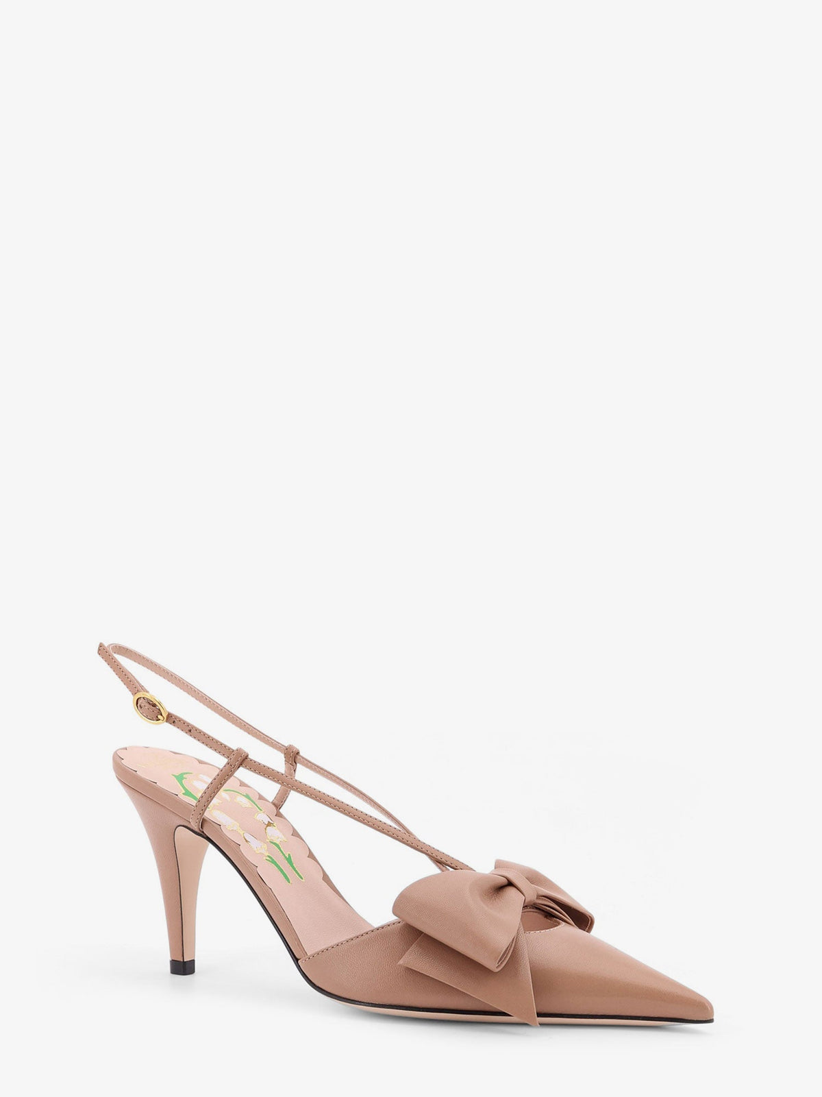 Valentino Garavani Bowow leather decolleté slingback - Rose Cannelle