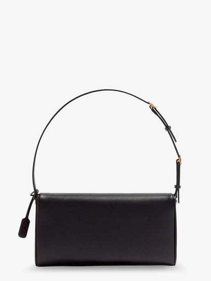 Valentino Garavani De Vain Leather Shoulder Bag With Metal V Logo Signature
