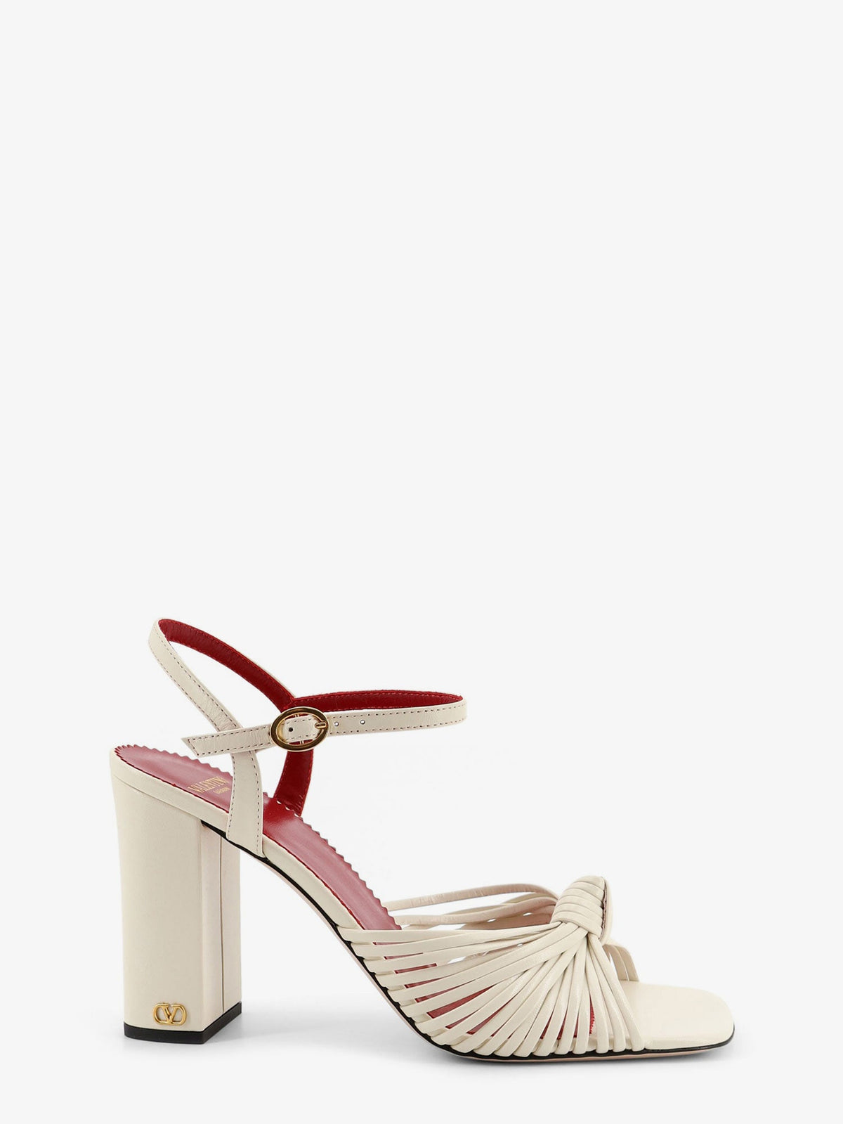Valentino Garavani VG Annet leather sandals with metal VLogo - Ivory
