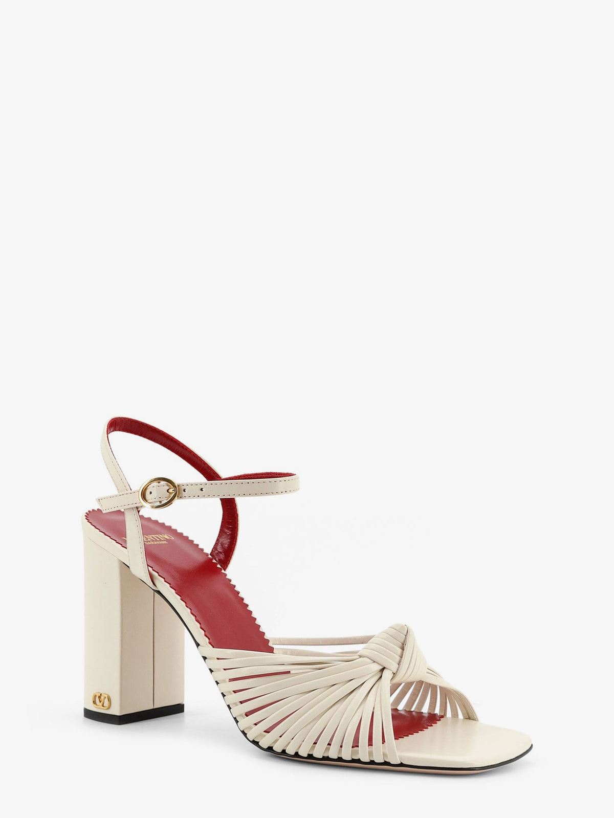 Valentino Garavani VG Annet leather sandals with metal VLogo - Ivory