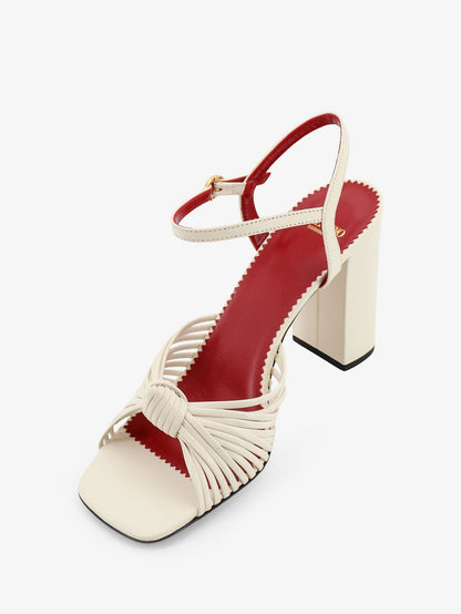 Valentino Garavani VG Annet leather sandals with metal VLogo - Ivory