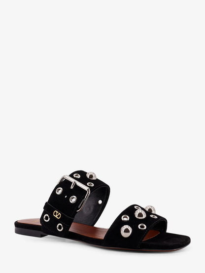 Valentino Garavani Suede Sandals With Side Metal V Logo