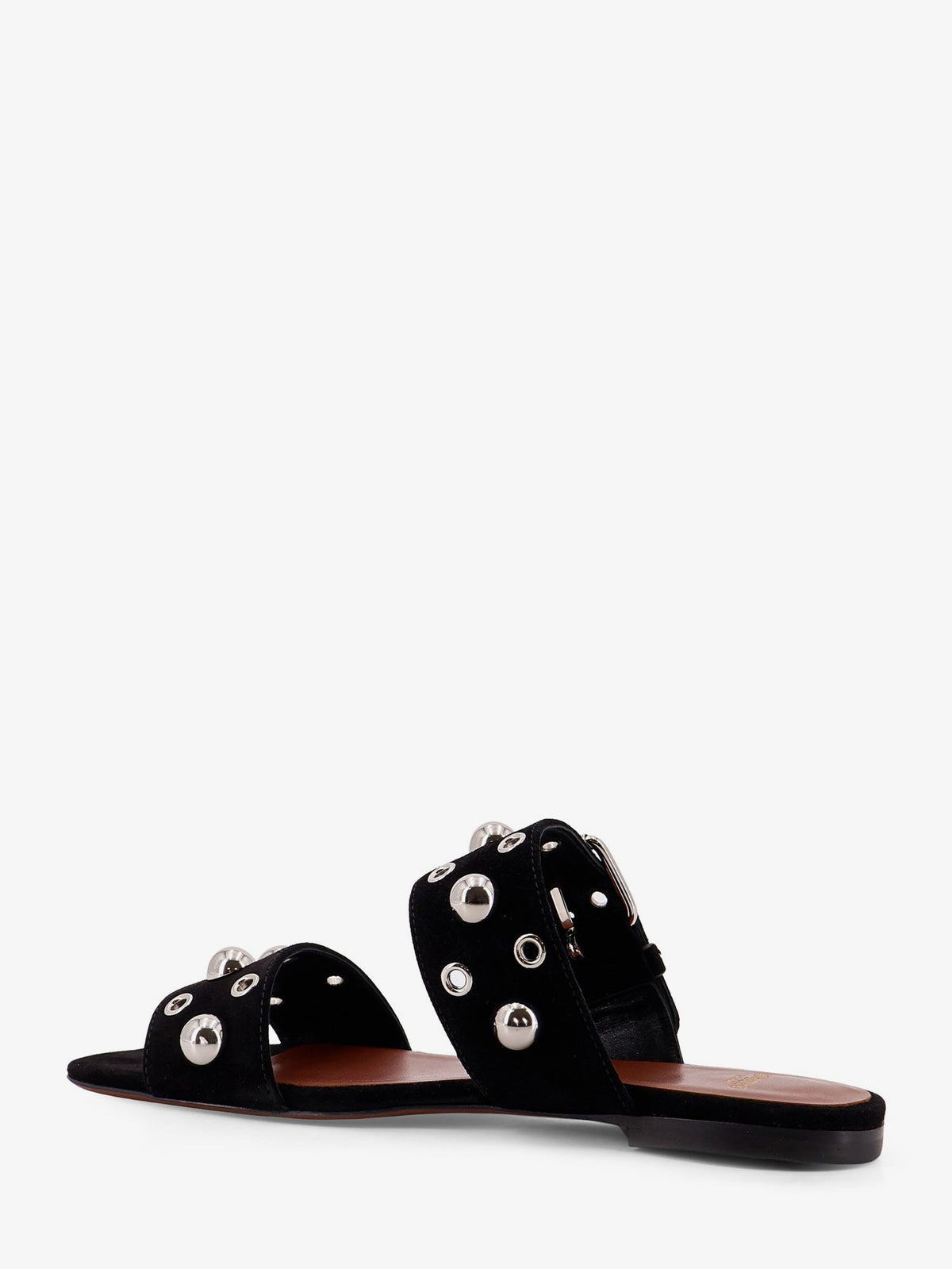 Valentino Garavani Suede sandals with side metal VLogo - Black