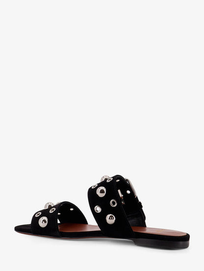 Valentino Garavani Suede Sandals With Side Metal V Logo