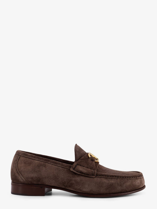 Valentino Garavani Suede Loafers With Metal V Logo Signature