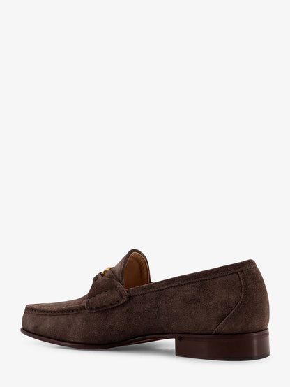Valentino Garavani Suede Loafers With Metal V Logo Signature