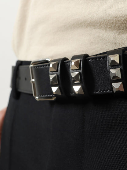 Valentino Garavani Flaneuse leather belt with iconic studs - Nero