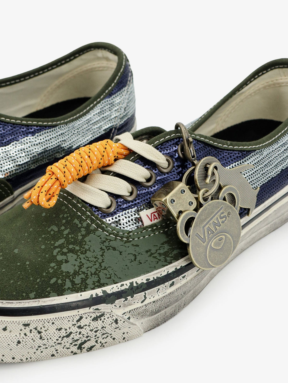 Vans Lx authentic 44 suede sneakers with micro-sequin detail on the side - Green Blue