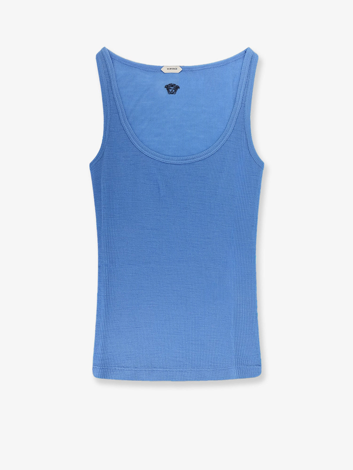 Versace Wool tank top with back logo - Sky