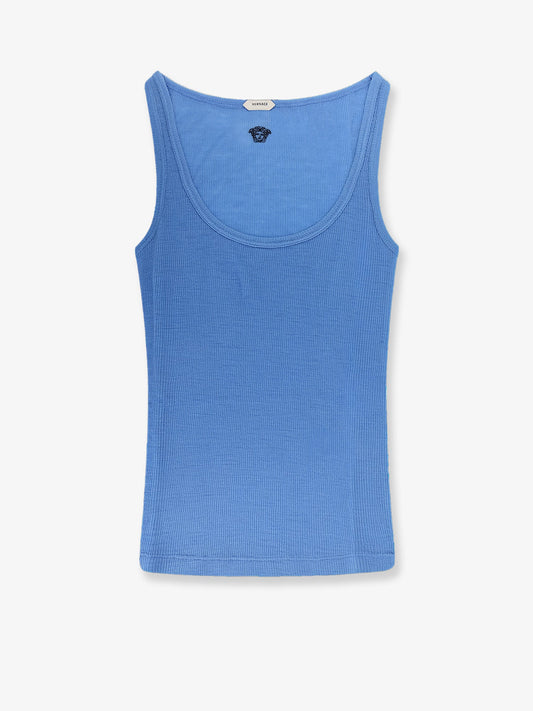 Versace Wool tank top with back logo - Sky