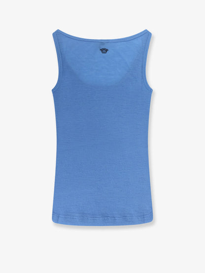 Versace Wool tank top with back logo - Sky