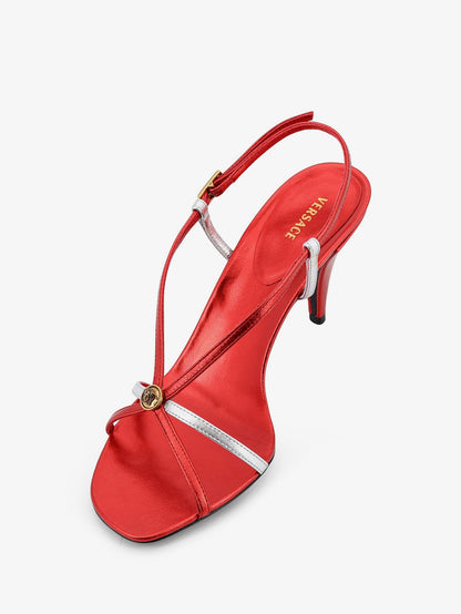 Versace Metallic leather sandals with Medusa logo on the front - Gold