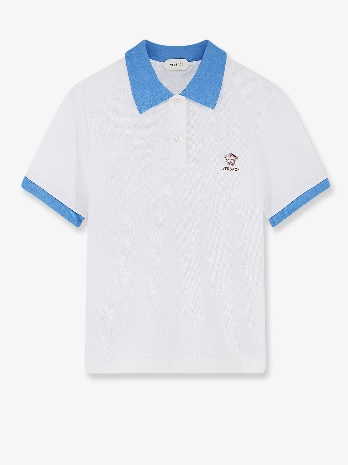 Versace Cotton polo shirt with Medusa embroidery - Whiteazureblue