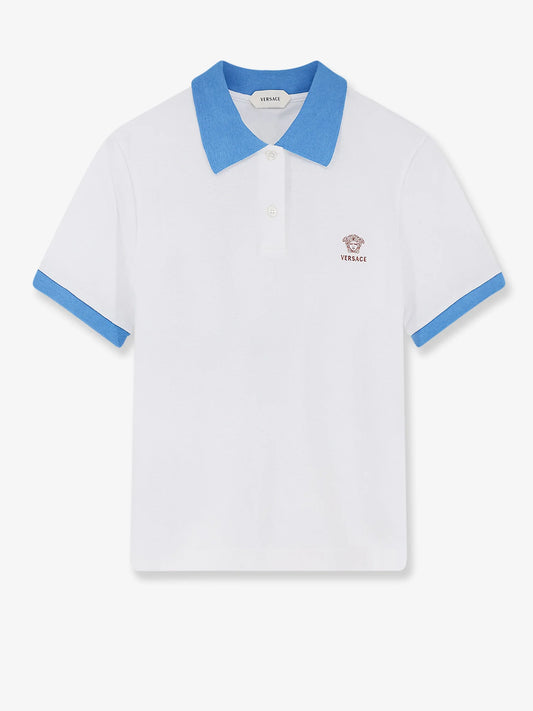 Versace Cotton Polo Shirt With Medusa Embroidery