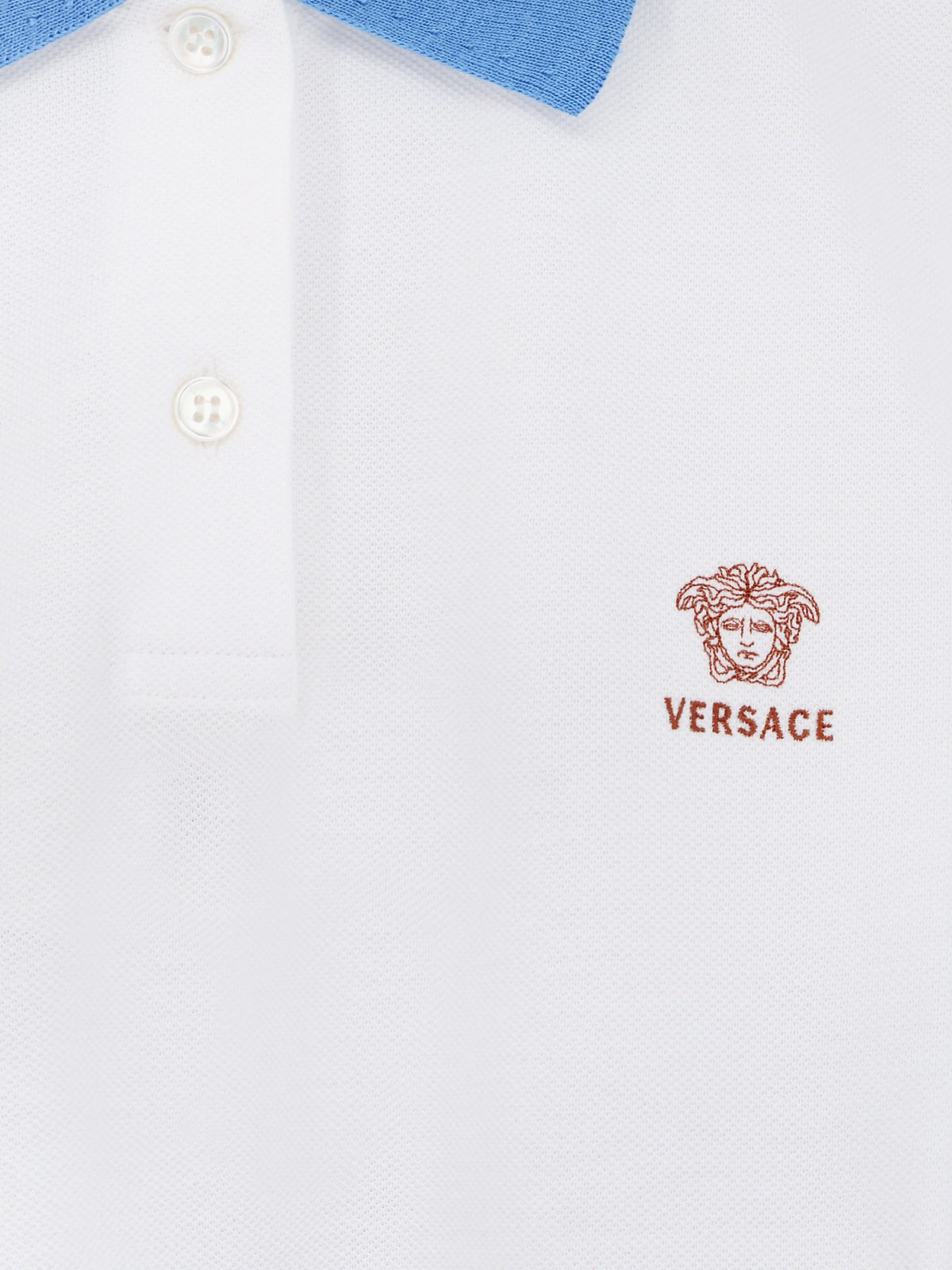 Versace Cotton polo shirt with Medusa embroidery - Whiteazureblue