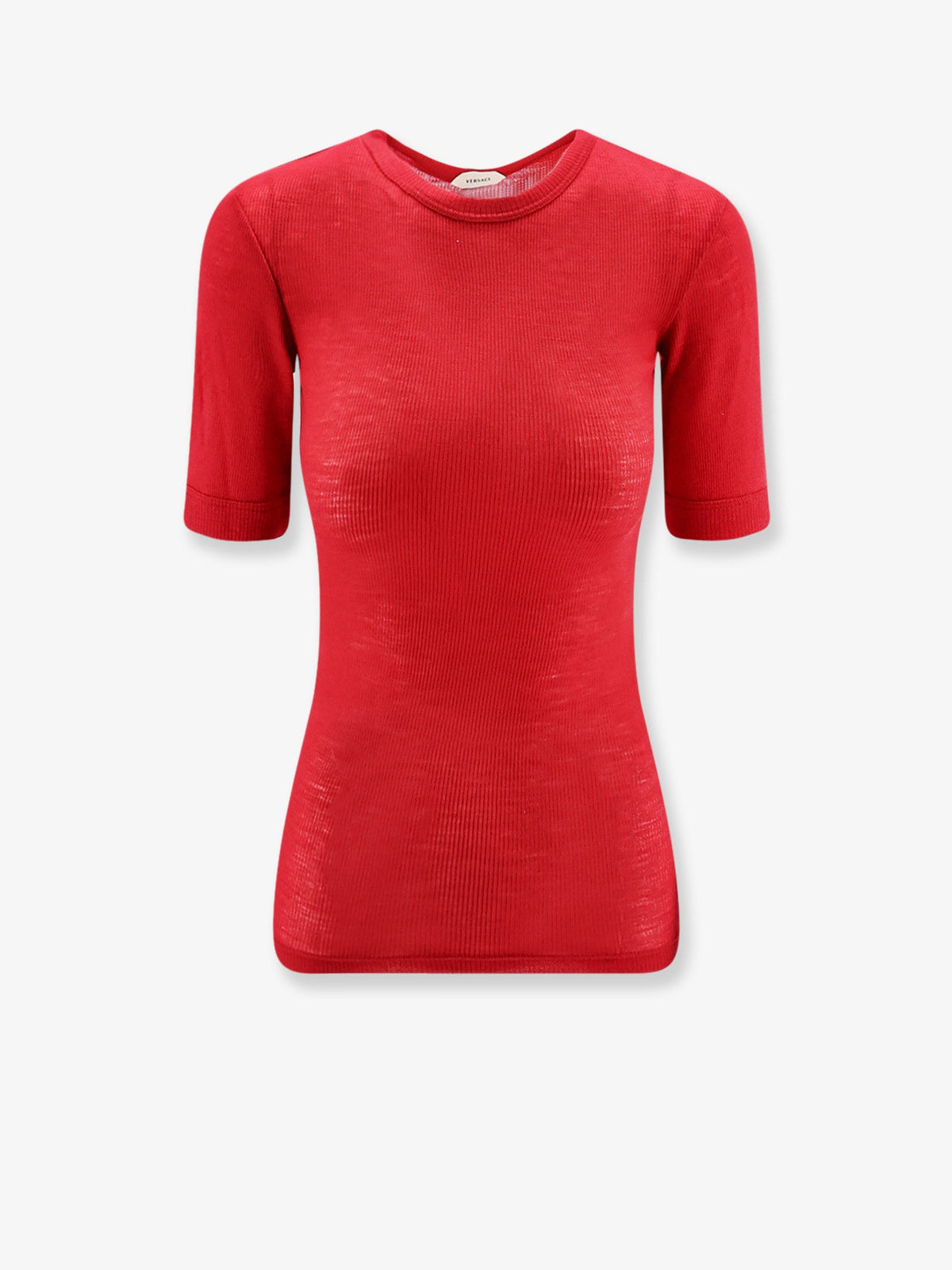 Versace Ribbed cotton t-shirt - Lipstickred