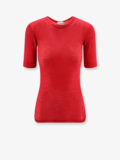 Versace Ribbed cotton t-shirt - Lipstickred