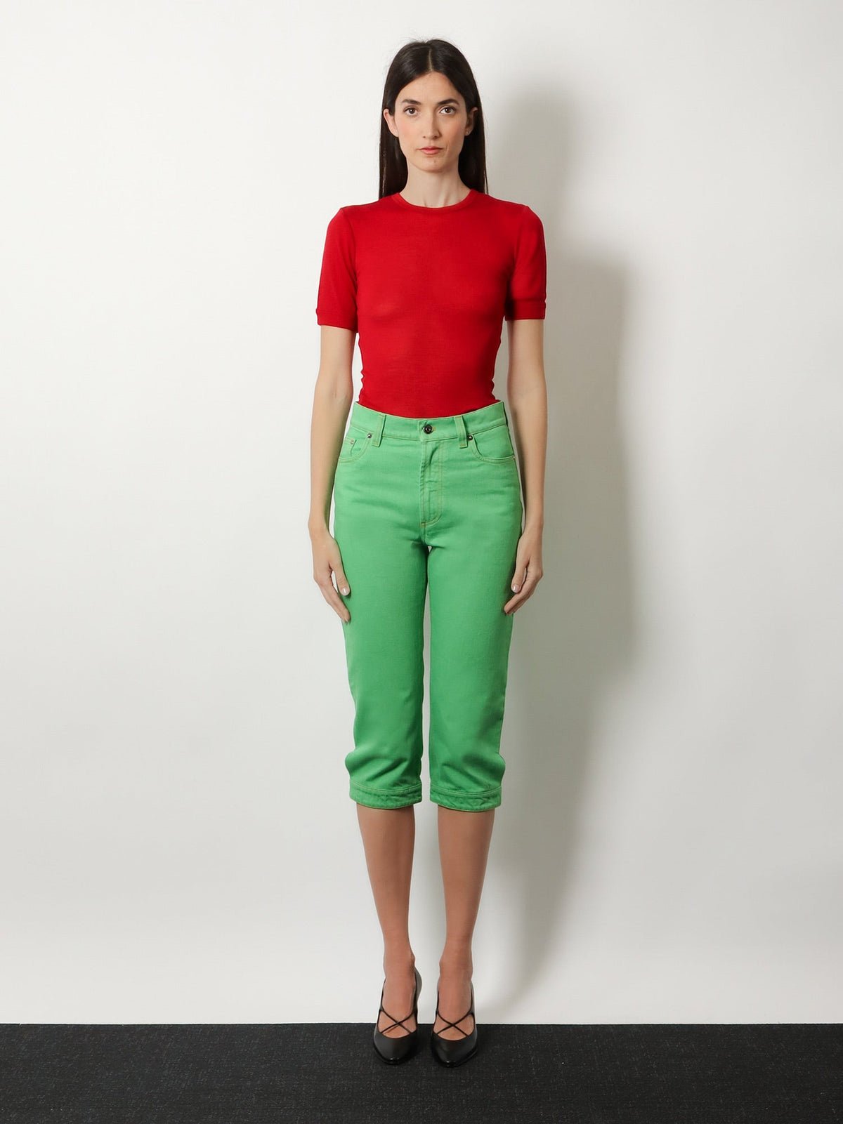 Versace Ribbed cotton t-shirt - Lipstickred